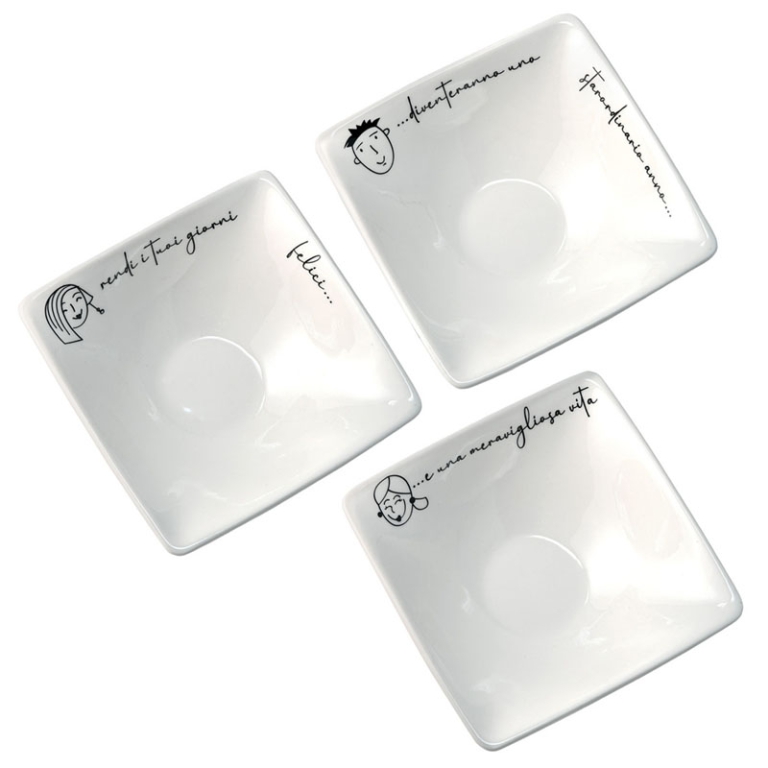 CIOTOLE 3PZ 13X13H5CM PORCELLANA POSITIVITIME C/GB