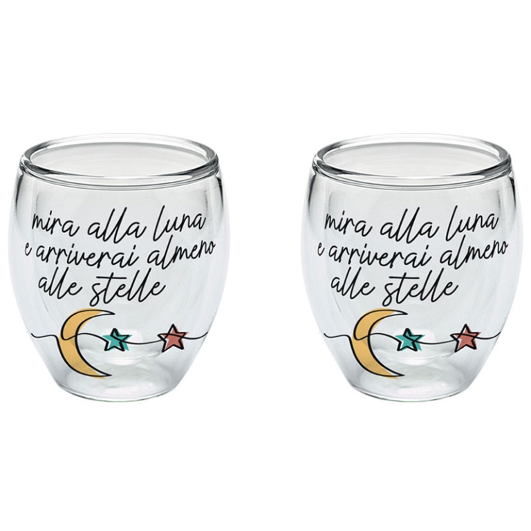 BICCHIERI 100ML VETRO    SET 2PZ POSITIVITIME C/GB