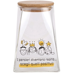 BARATTOLO VETRO 10X10H14CM POSITIVITIME GIFTBOX