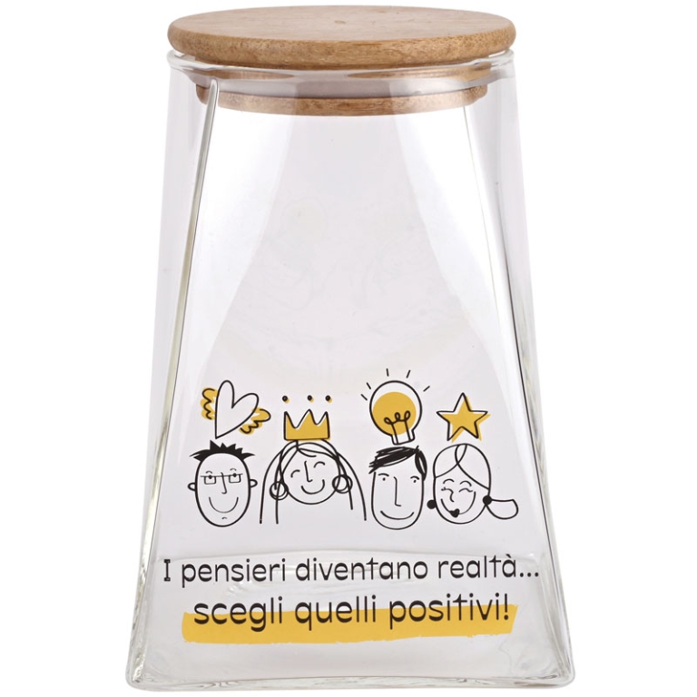 BARATTOLO VETRO 10X10H14CM POSITIVITIME GIFTBOX