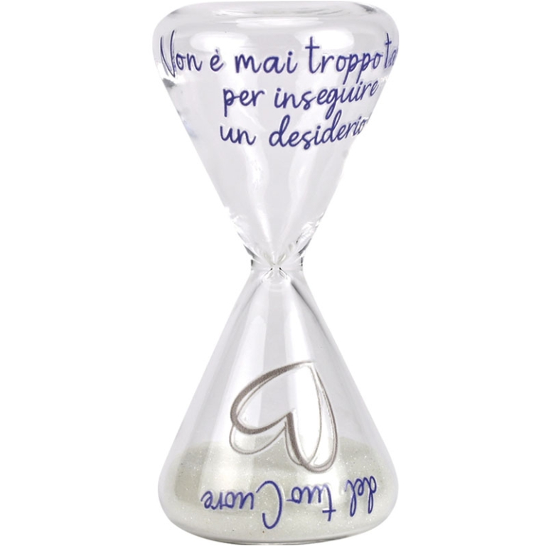 CLESSIDRA CUORE VETRO H9,5CM POSITIVITIME CON GIFT BOX