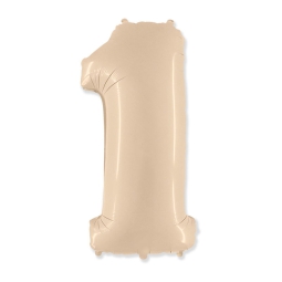 PALLONCINI MYLAR NUMERO 1 101CM CREMA