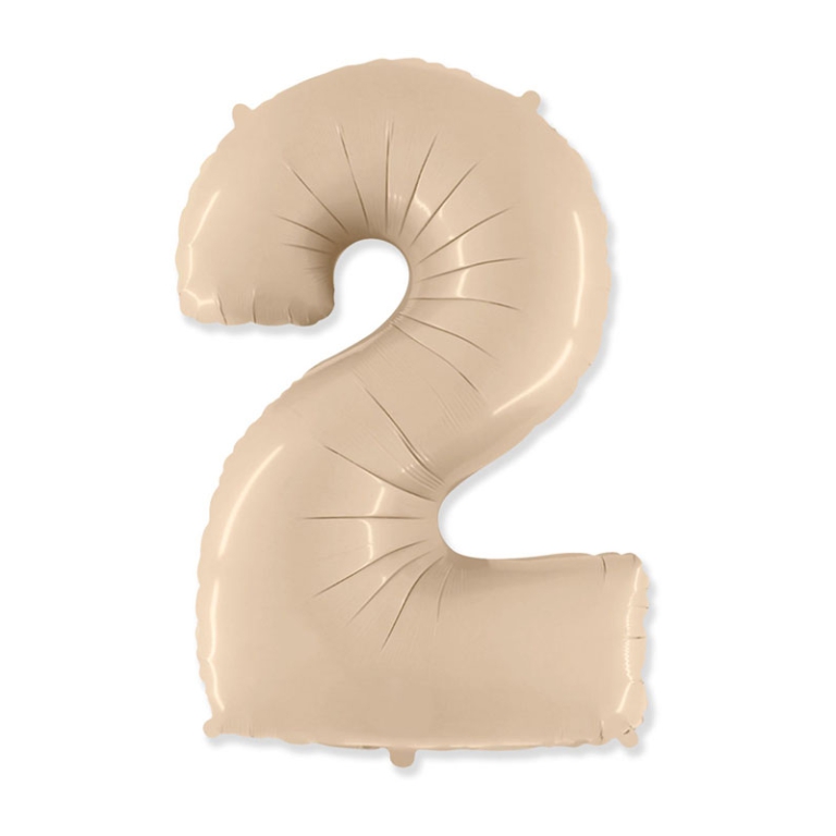 PALLONCINI MYLAR NUMERO 2 101CM CREMA