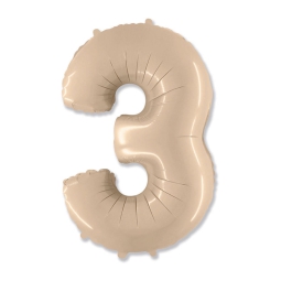 PALLONCINI MYLAR NUMERO 3 101CM CREMA
