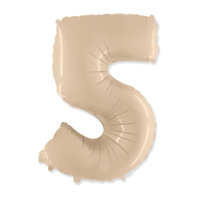 PALLONCINI MYLAR NUMERO 5 101CM CREMA