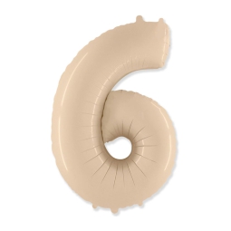 PALLONCINI MYLAR NUMERO 6 101CM CREMA