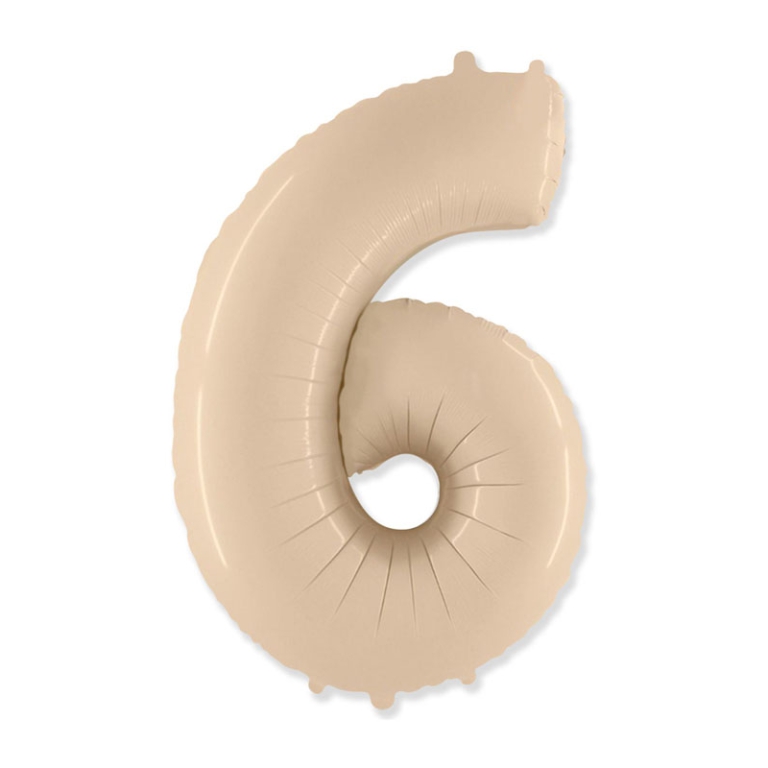 PALLONCINI MYLAR NUMERO 6 101CM CREMA