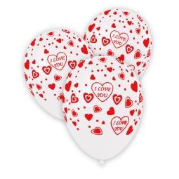 PALLONCINI 100PZ 30CM BIANCO I LOVE YOU