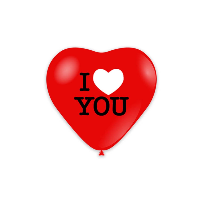 PALLONCINI 100PZ 43CM CUORE ROSSO I LOVE YOU 2