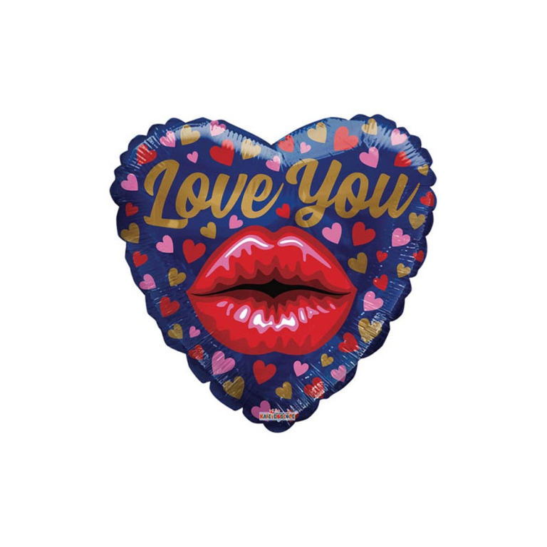 PALLONCINI MYLAR 46CM CUORE LOVE YOU BACIO