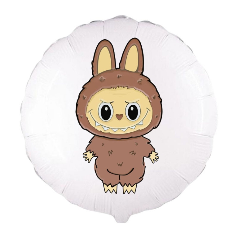 PALLONCINO MYLAR ANGRY   BUNNY MARRONE 46CM TONDO 2