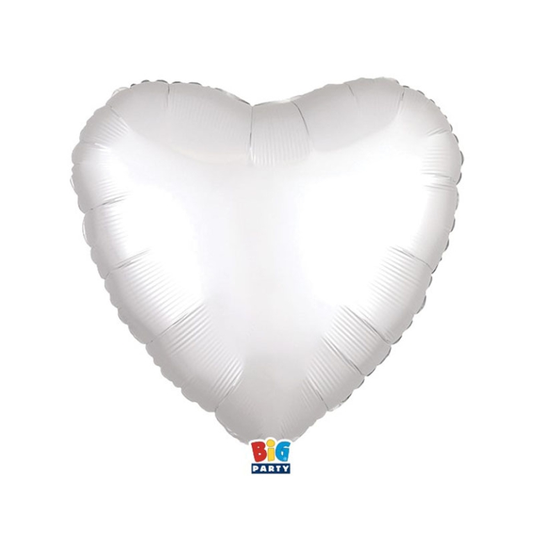 PALLONCINO MYLAR 46CM CUORE BIANCO SATIN