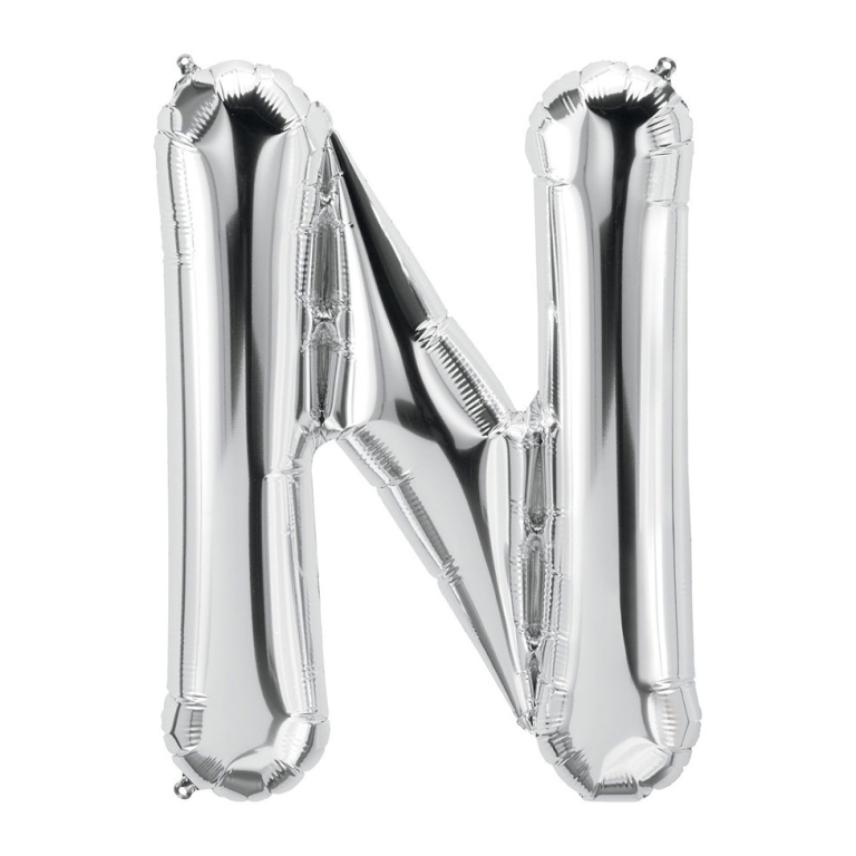 PALLONCINI MYLAR LETTERA N ARGENTO METAL 101CM