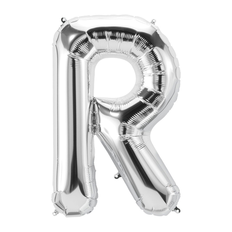 PALLONCINI MYLAR LETTERA R ARGENTO METAL 101CM