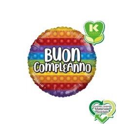 PALLONCINO MYLAR 46CM    BUON COMPLEANNO POP IT