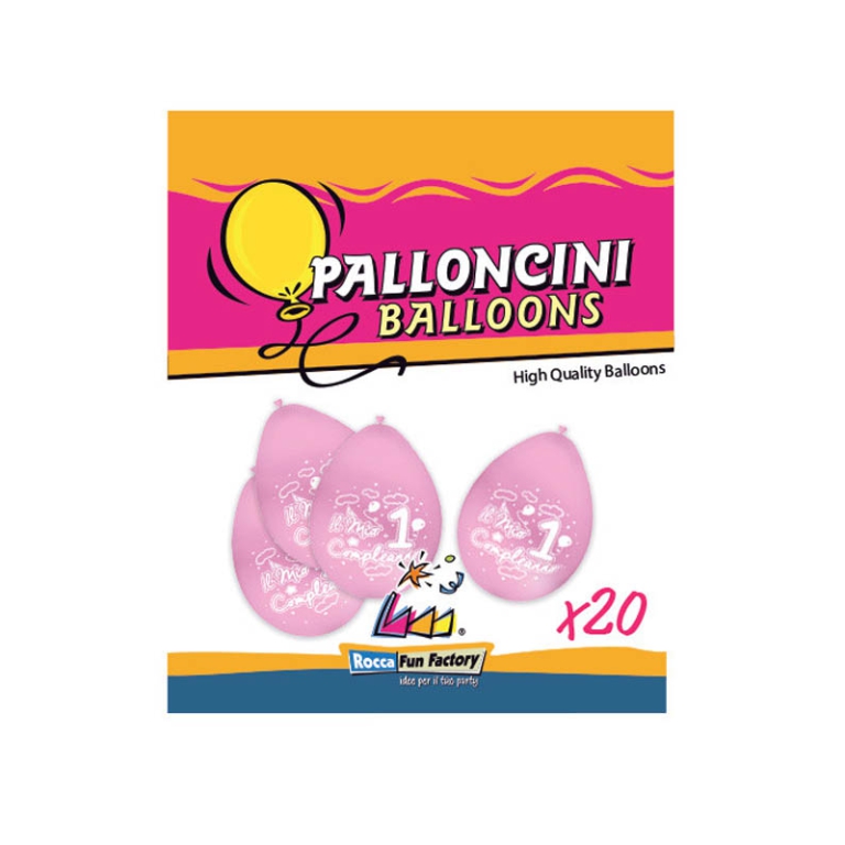 PALLONCINI 20PZ 26CM 1ø  COMPLEANNO ROSA 2