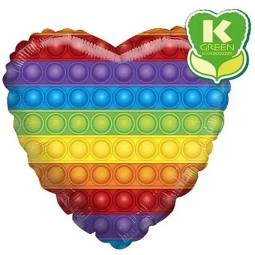 PALLONCINO MYLAR 45CM POP IT CUORE ARCOBALENO