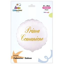 PALLONCINO MYLAR 45CM    TONDO PRIMA COMUNIONE