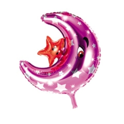 PALLONCINO MYLAR 60CM LUNA FUCSIA CON STELLA