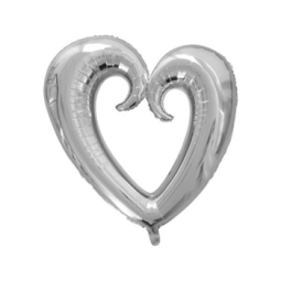 PALLONCINO MYLAR 107CM   CUORE ARGENTO STILIZZATO