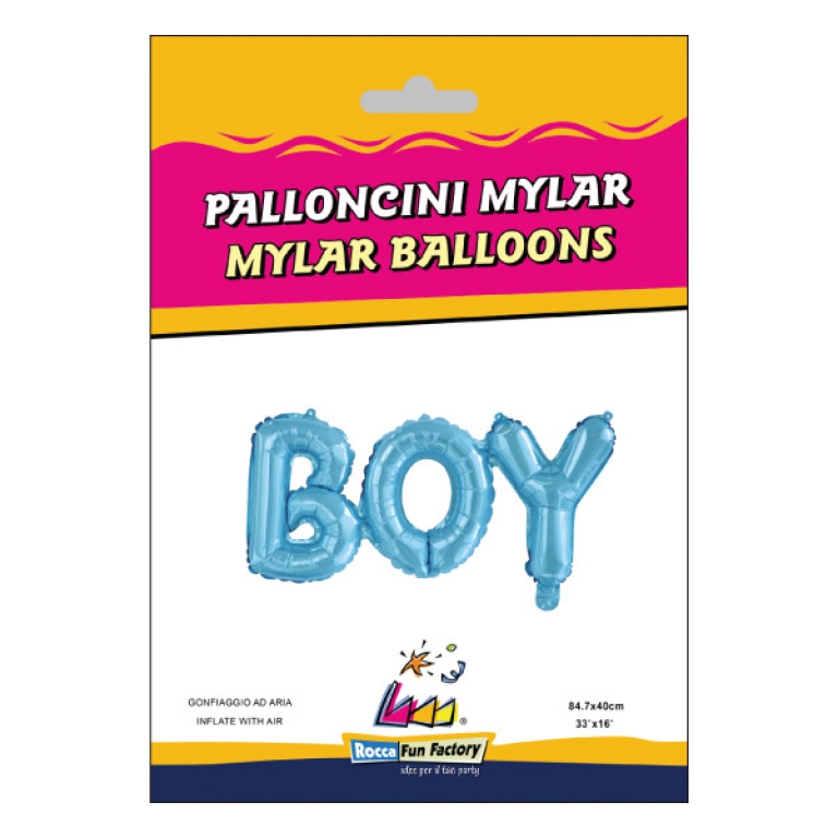 PALLONCINO MYLAR SCRITTA BOY CELESTE 2