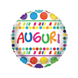 PALLONCINO MYLAR 46CM    AUGURI CON POIS