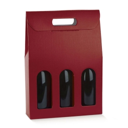 SCATOLA 3 BOTTIGLIA 270X90X385 FINESTRA FIBRA BORDEAUX