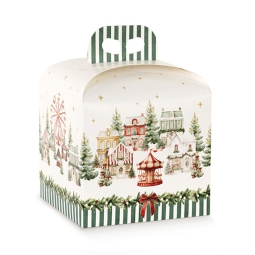 SCATOLA MARKET VERDE     245X245X130 PANETTONE