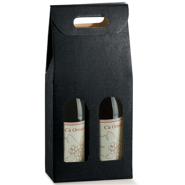 SCATOLA 2 BOTTIGLIE 180X90X385 C/M FINESTRA SETA NERO