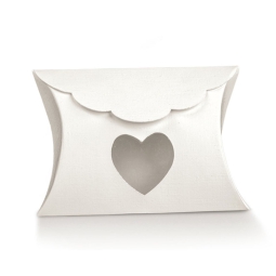 SCATOLE FIBRA BIANCO 10PZ 80X85X30 BUSTA CON FINESTRA CUORE
