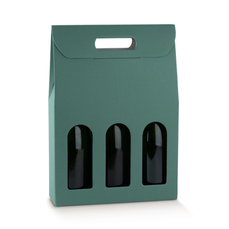 SCATOLA 3 BOTTIGLIE 270X90X385 C/M FI. FIBRA VERDE
