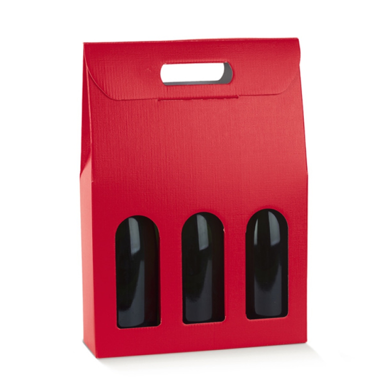 SCATOLA 3 BOTTIGLIE 270X90X385 C/M FI. FIBRA ROSSO