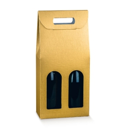SCATOLA 2 BOTTIGLIE 180X90X385 FINESTRA FIBRA ORO