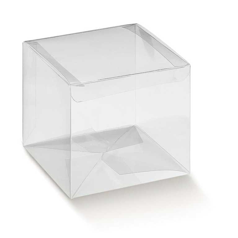 SCATOLA TRASPARENTE PET  10PZ 80X80X130 AUTOMATICO