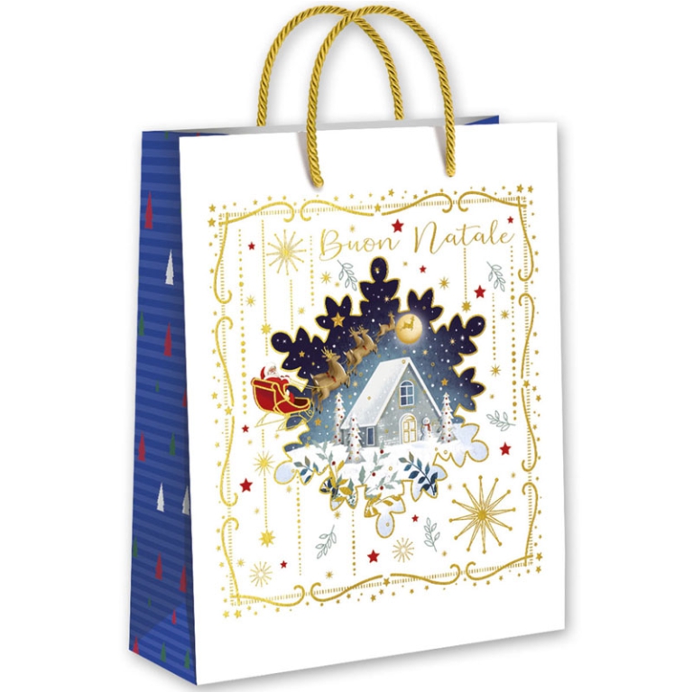 SHOPPER 32X26X13CM NATALE FONDO BIANCO