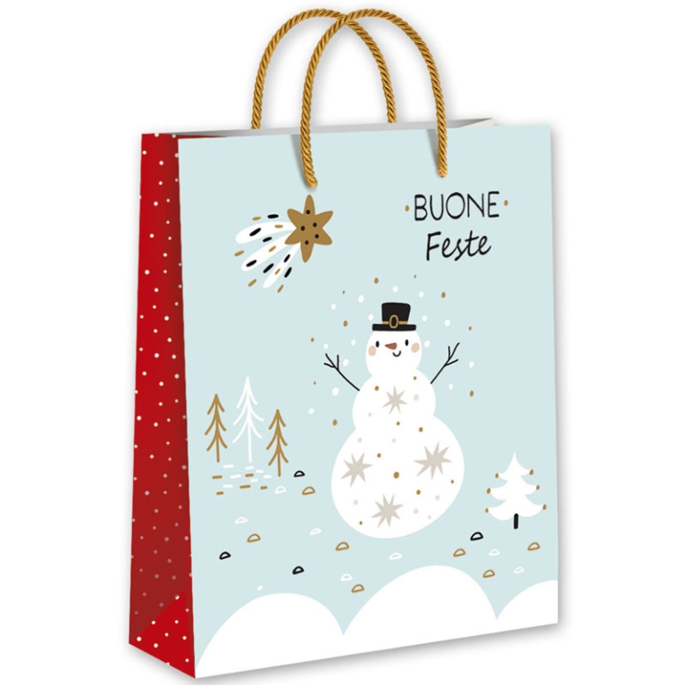 SHOPPER 32X26X13CM NATALE FONDO AZZURRO