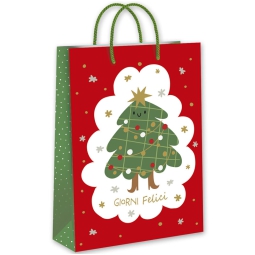 SHOPPER 47X33X10,5CM NATALE FONDO ROSSO