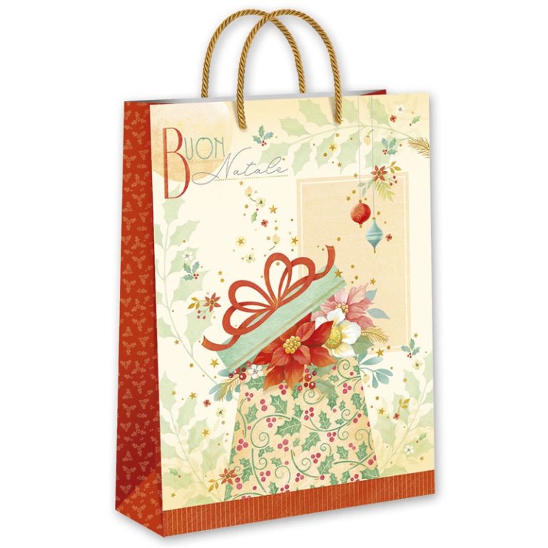 SHOPPER 47X33X10,5CM NATALE FONDO PANNA
