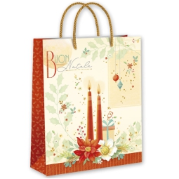 SHOPPER 22X18X10CM NATALE FONDO PANNA