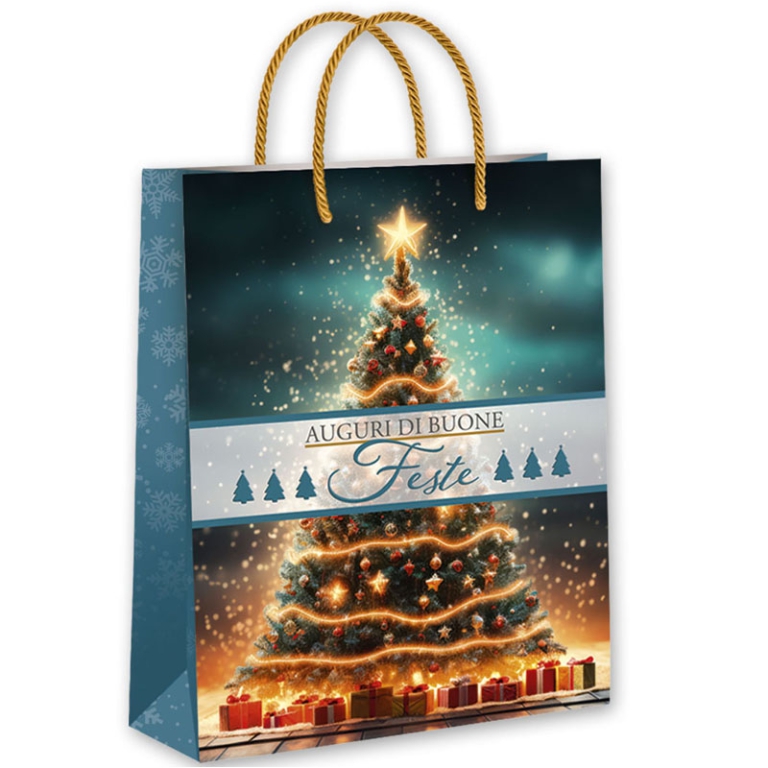 SHOPPER 22X18X10CM NATALE ABETE DECORATO