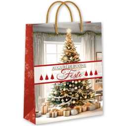 SHOPPER 32X26X13CM NATALE ABETE DECORATO