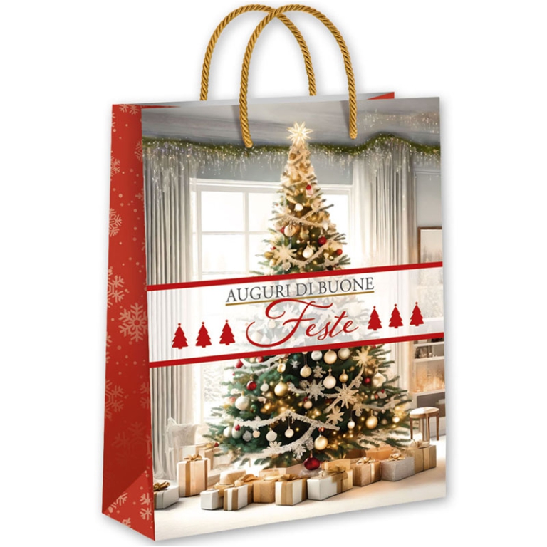 SHOPPER 32X26X13CM NATALE ABETE DECORATO