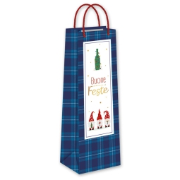 SHOPPER BOTTIGLIA 37X12,7X11,3CM NATALE FONDO BLU