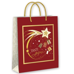 SHOPPER 22X18X10CM NATALE FONDO ROSSO