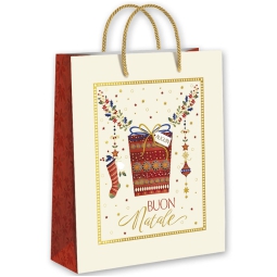 SHOPPER 32X26X13CM NATALE FONDO PANNA