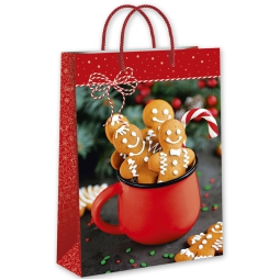 SHOPPER 47X33X10,5CM NATALE BISCOTTI FONDO ROSSO