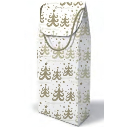 SCATOLA BOTTIGLIA 11X35X9CM ALBERI FOIL ORO