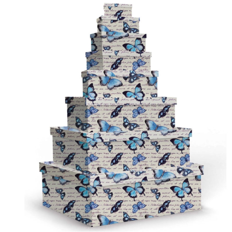 SCATOLE MATRIOSKA SET 8PZ FARFALLE