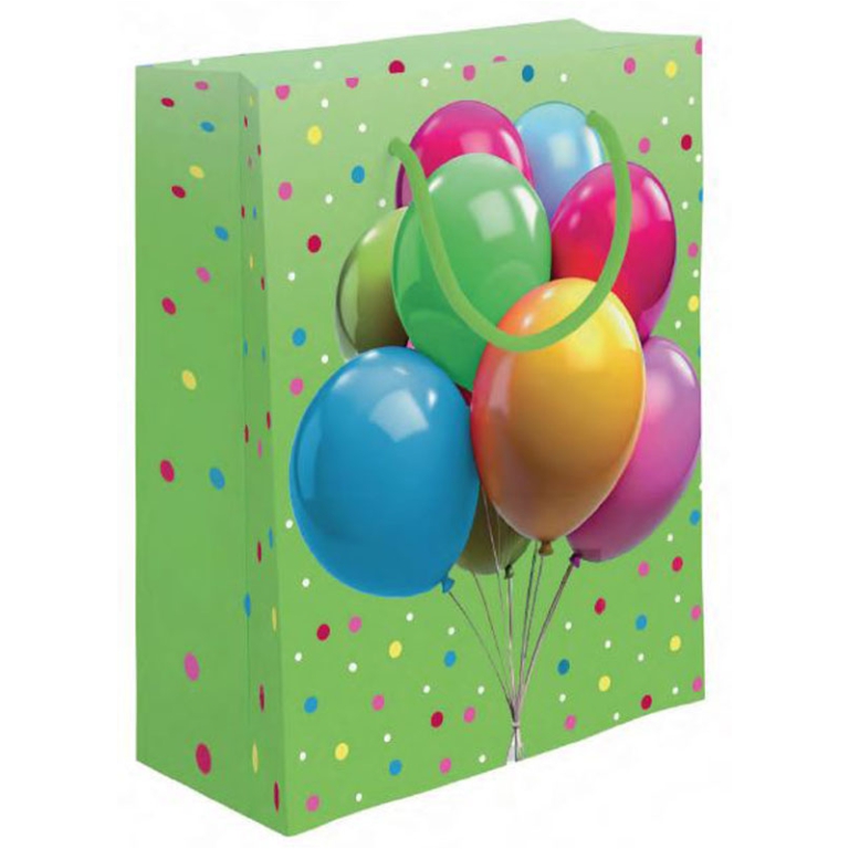 SHOPPER 18X23X10CM PALLONCINI SFONDO VERDE