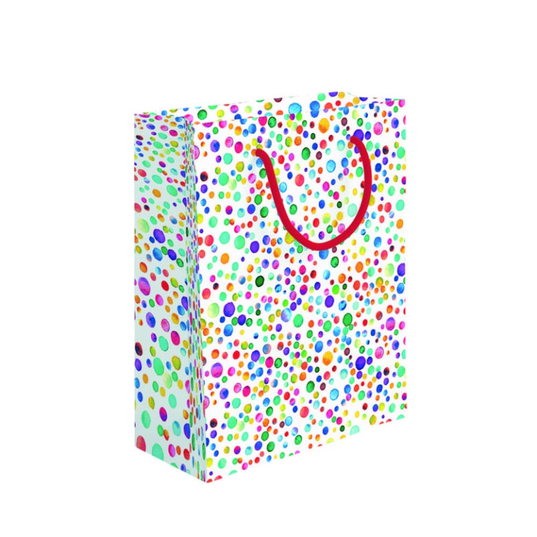 SHOPPER 31,5X12H45CM POIS COLORATI FONDO BIANCO